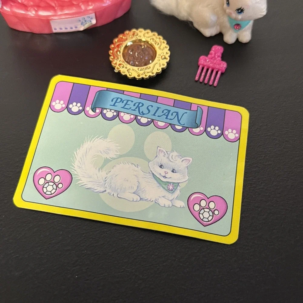Vintage Kenner Littlest Pet Shop Sparkling Pets Fluffy Persian Kitty Set 1994